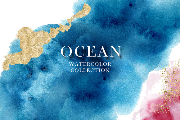Ocean watercolor collection in Objects - product preview 12