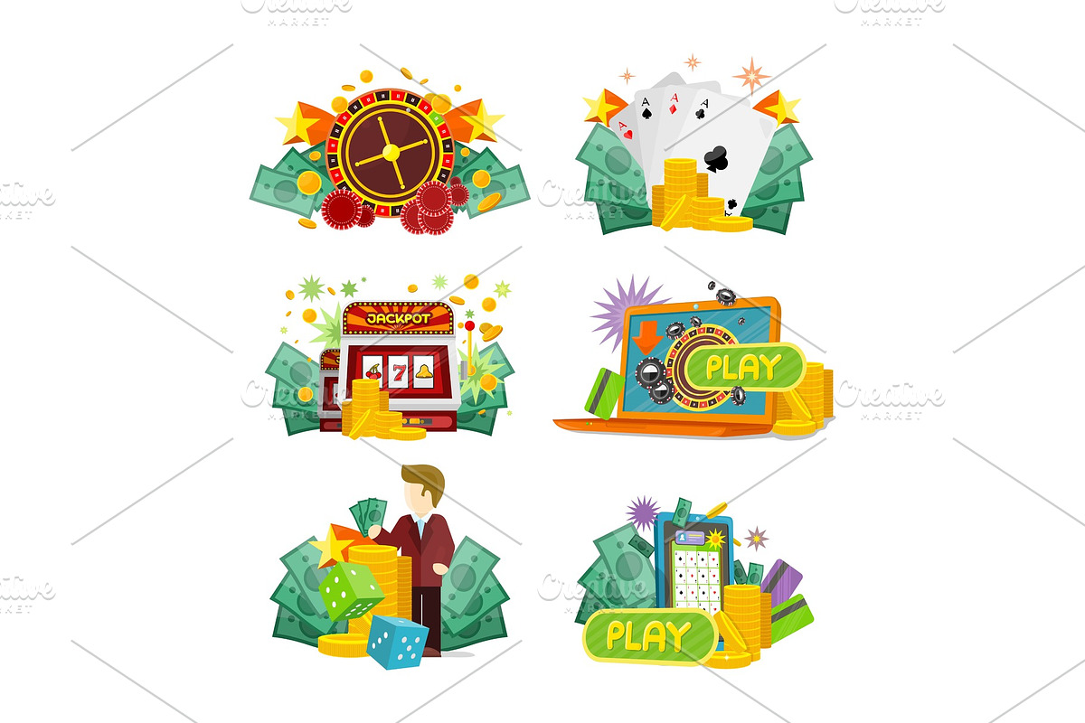 Casino Gambling Icons Set in Textures - product preview 8