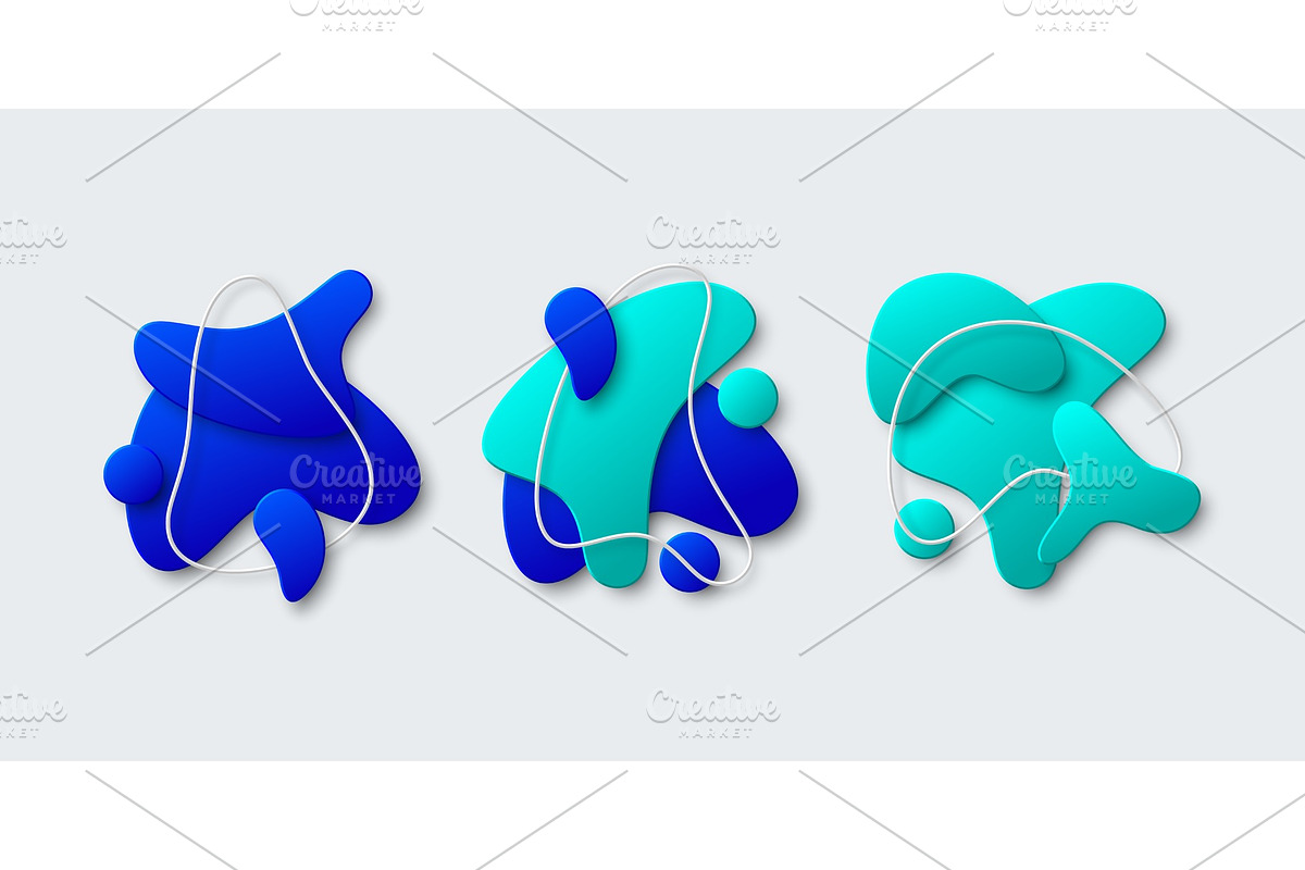 Set of 3d abstract geometric liquid in Illustrations - product preview 8