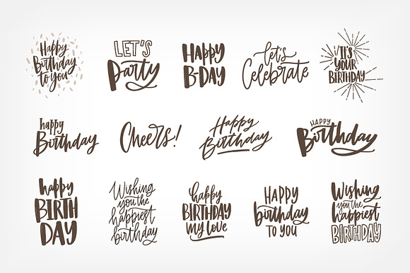 Happy Birthday lettering set in Illustrations - product preview 1