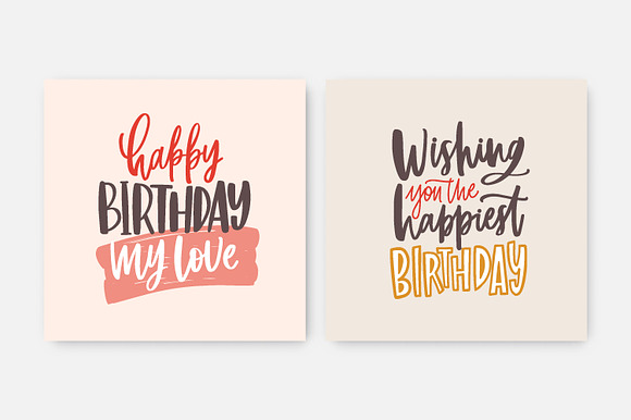 Happy Birthday lettering set in Illustrations - product preview 3