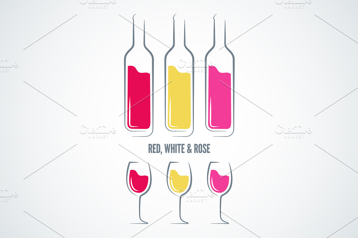 Wine glass bottle set in Illustrations - product preview 8
