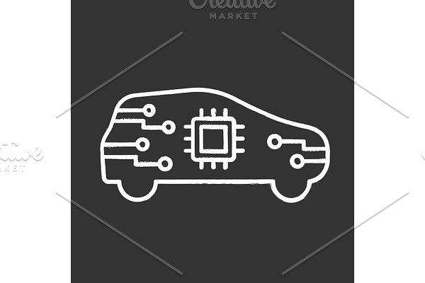 AI car in side view chalk icon