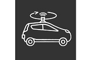 Autonomous car with LIDAR chalk icon