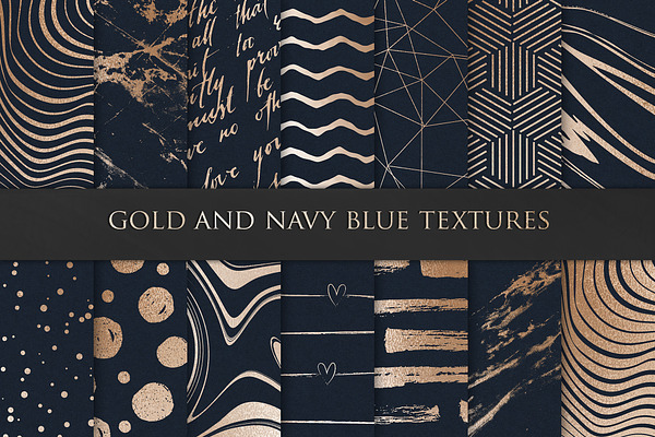 Navy Blue and Gold Marble Textures