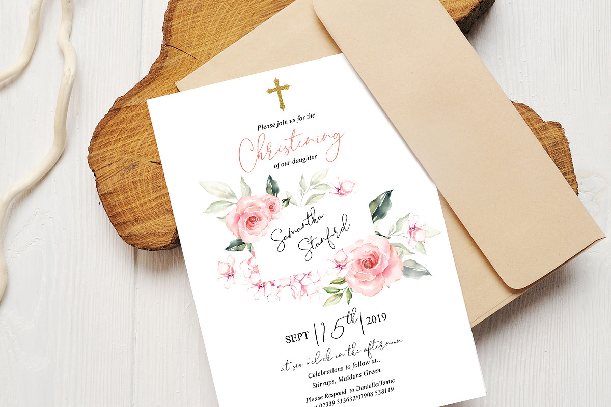 Christening Invitation Template in Card Templates - product preview 8