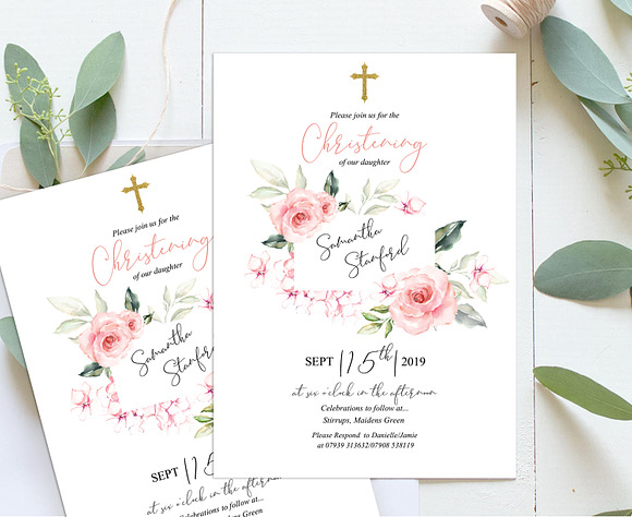 Christening Invitation Template in Card Templates - product preview 1
