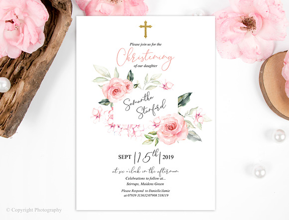 Christening Invitation Template in Card Templates - product preview 2