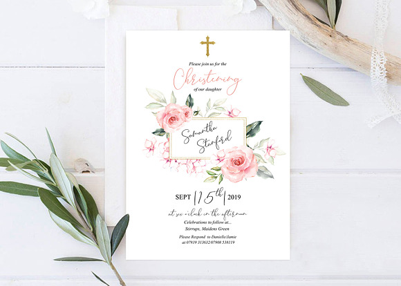 Christening Invitation Template in Card Templates - product preview 3
