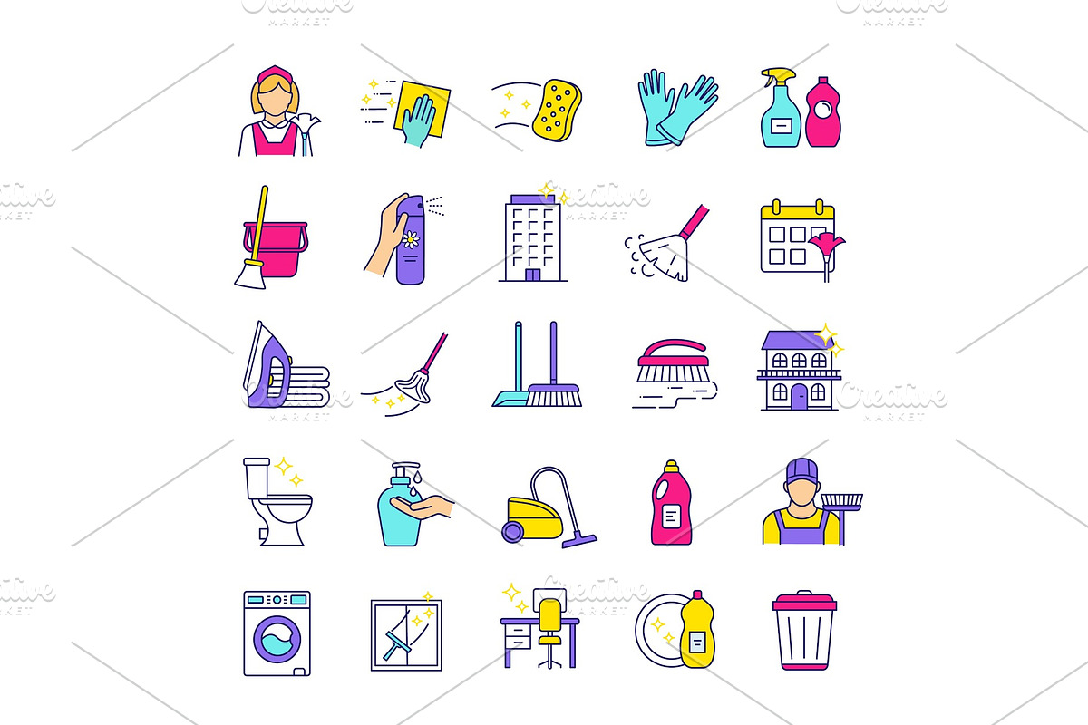 Cleaning service color icons set in Icons - product preview 8
