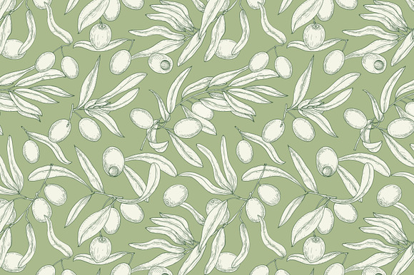 Olive set and seamless in Illustrations - product preview 6