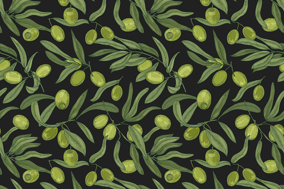 Olive set and seamless in Illustrations - product preview 7