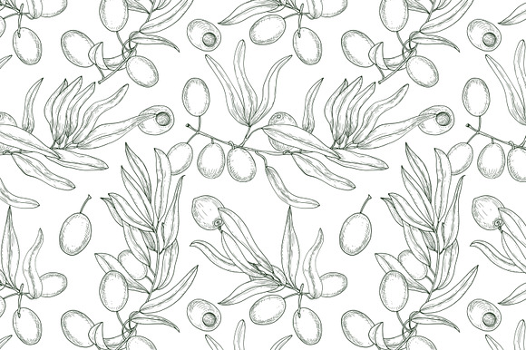 Olive set and seamless in Illustrations - product preview 9