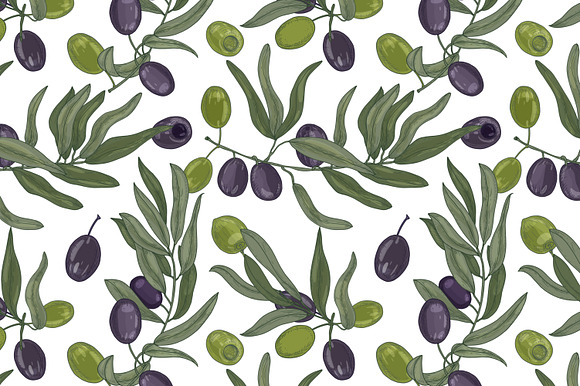 Olive set and seamless in Illustrations - product preview 10
