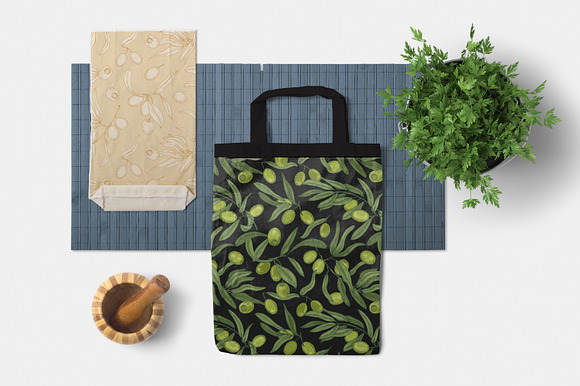 Olive set and seamless in Illustrations - product preview 14
