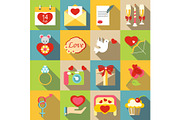 Saint Valentine symbols icons set