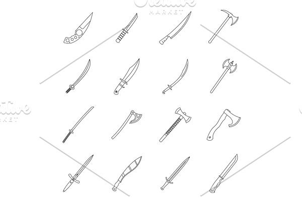 Steel arms symbols icons set