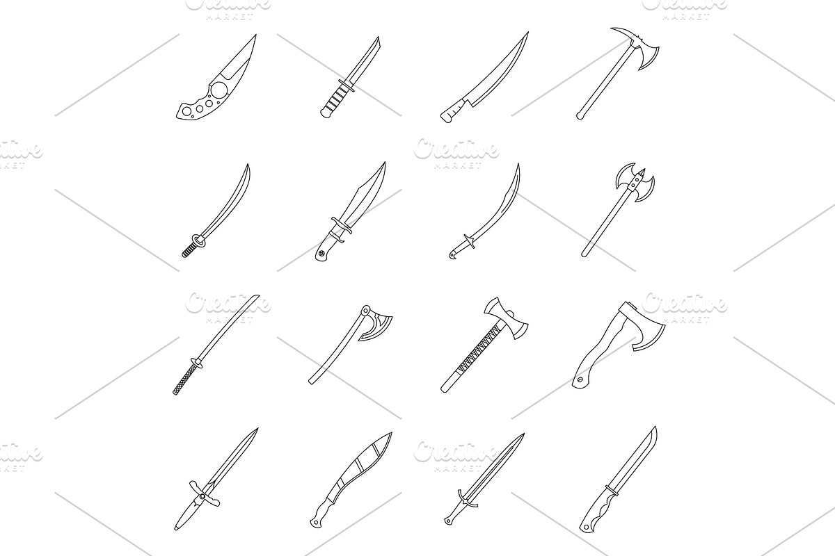 Steel arms symbols icons set in Illustrations - product preview 8