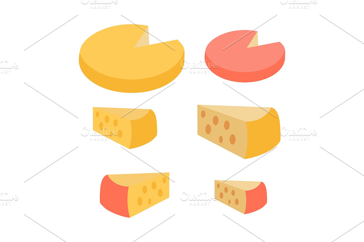 Set of Different Cheese Types in Illustrations - product preview 8