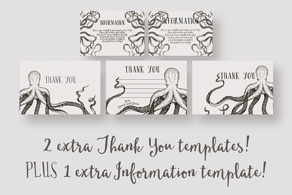 Octopus Wedding Invitation Suite in Wedding Templates - product preview 3