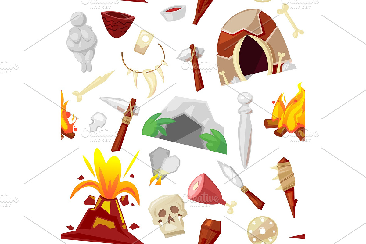 Stone age vector primeval in Illustrations - product preview 8