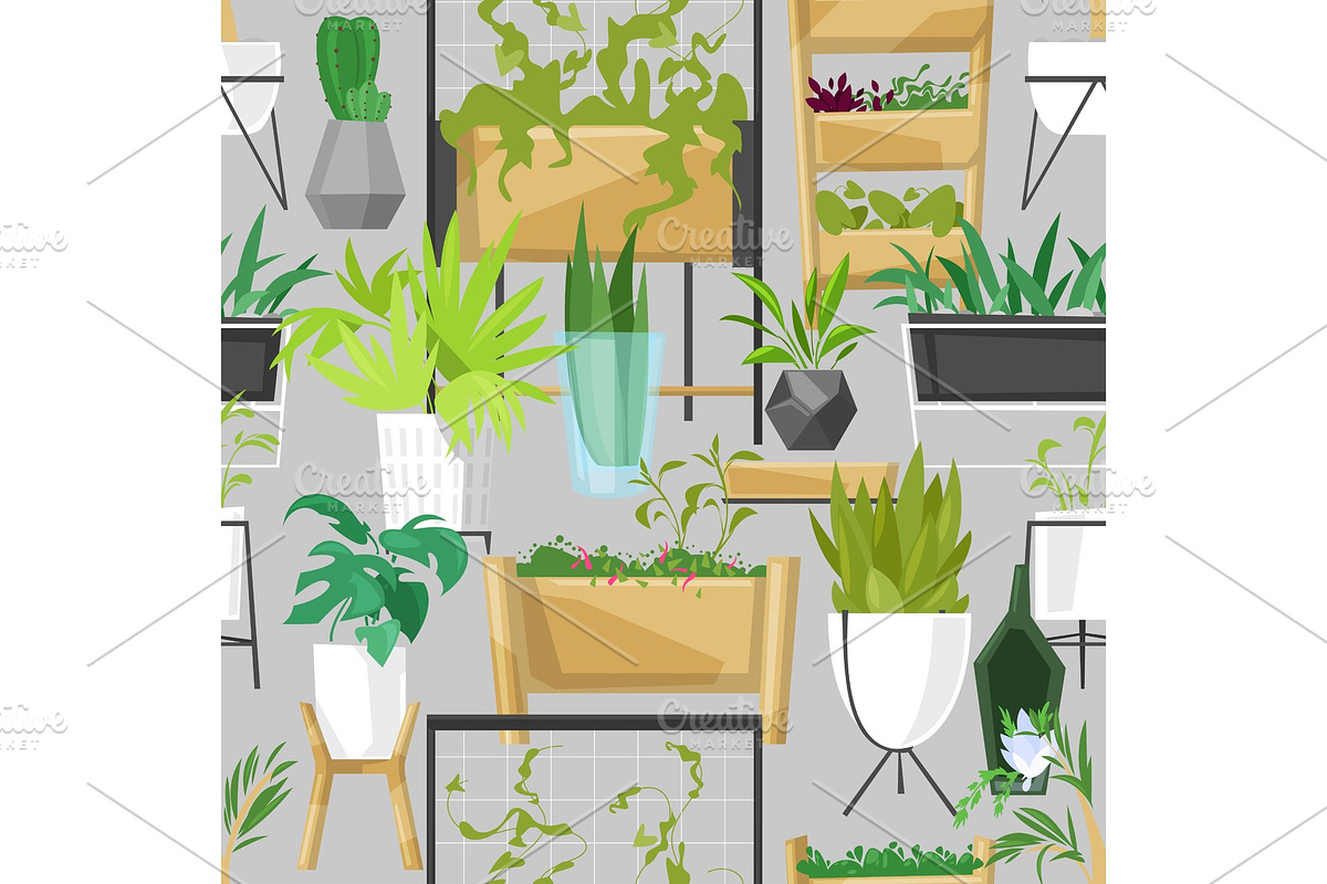 Plants in flowerpots vector potted in Illustrations - product preview 8