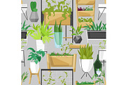 Plants in flowerpots vector potted