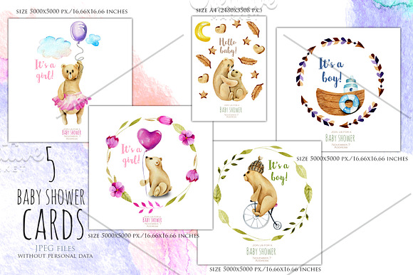 My dear Bears. Watercolor clipart. in Illustrations - product preview 2