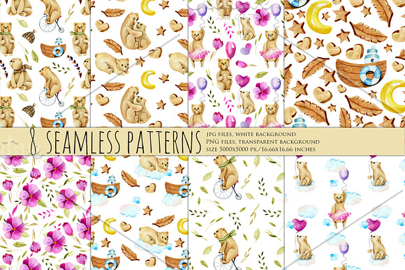 My dear Bears. Watercolor clipart. in Illustrations - product preview 4