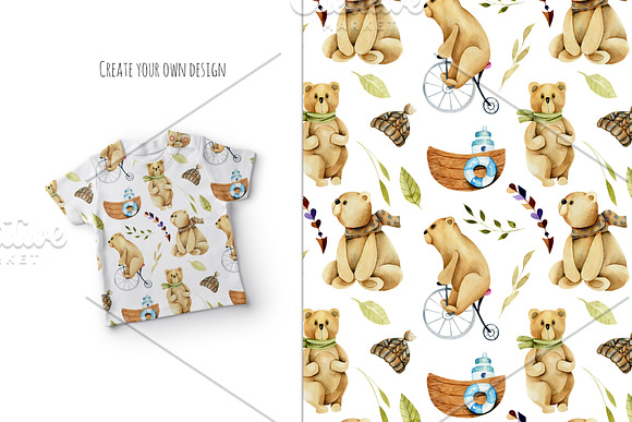 My dear Bears. Watercolor clipart. in Illustrations - product preview 8