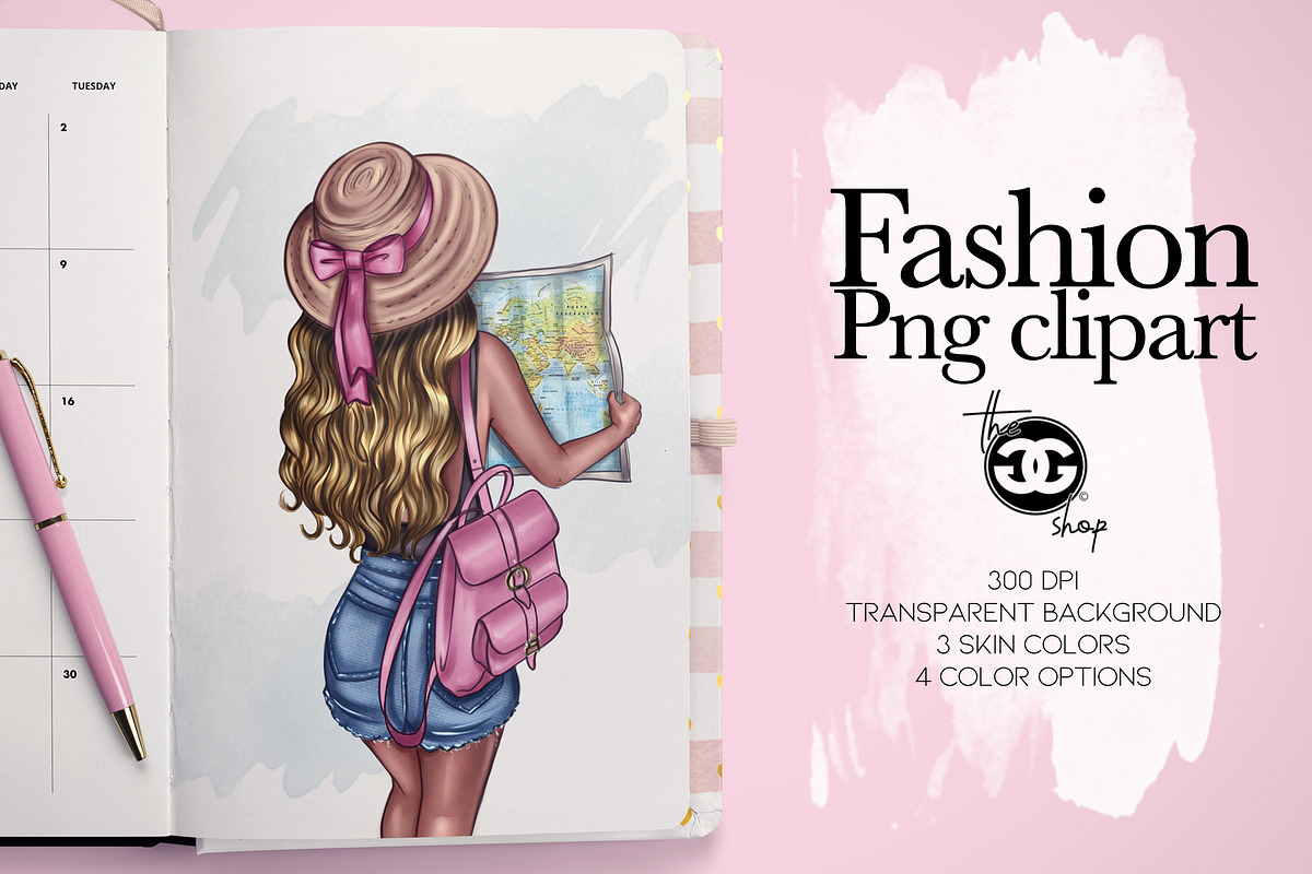 Wanderlust Travel Girl clipart - Png in Illustrations - product preview 8