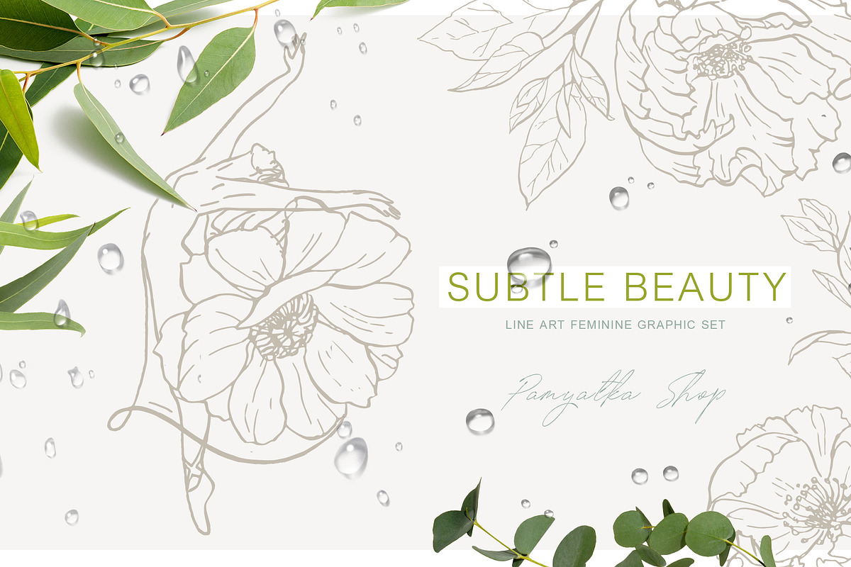 Subtle beauty. Line art vector set in Illustrations - product preview 8