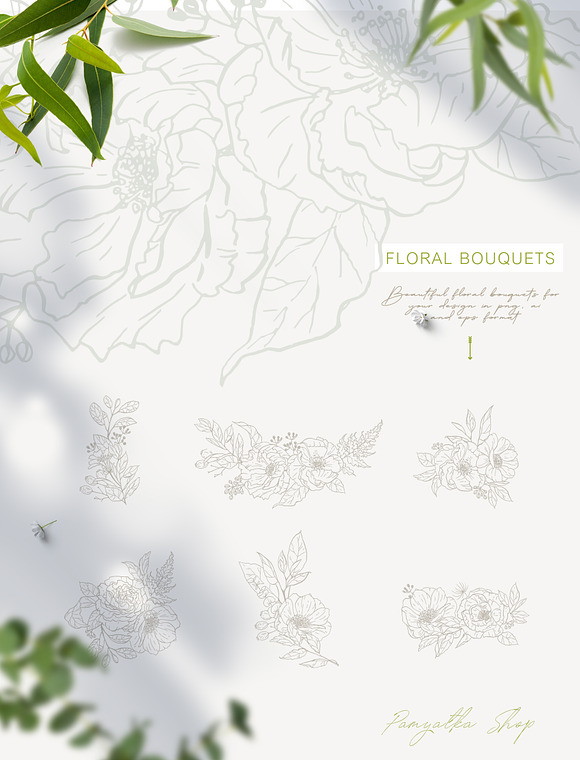 Subtle beauty. Line art vector set in Illustrations - product preview 1