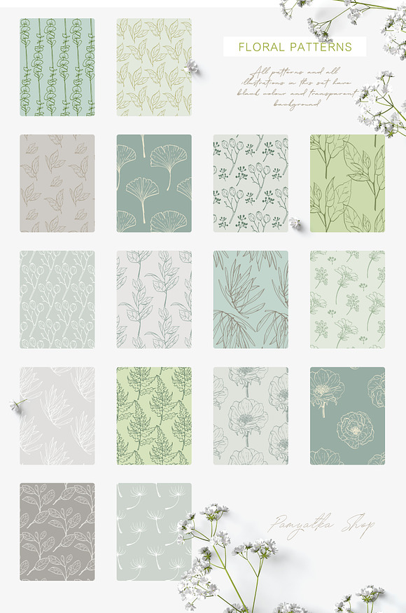 Subtle beauty. Line art vector set in Illustrations - product preview 7