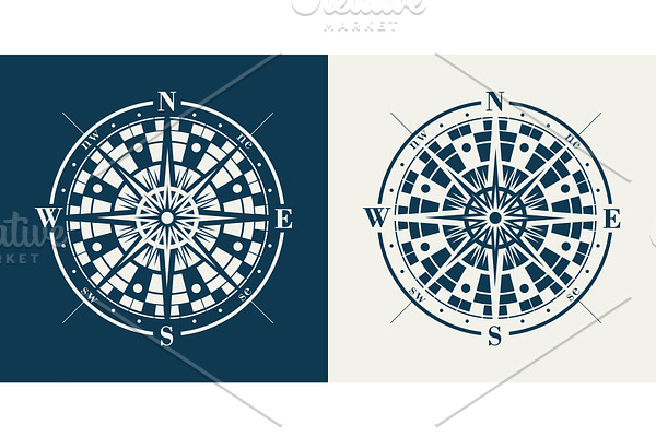 Set of vector compass roses