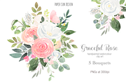 Graceful Rose Clip Art - 5 Bouquets