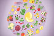 Fruits and vegetables icons set