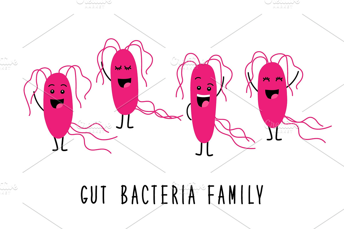 Funny gut bacteria family cartoon in Objects - product preview 8