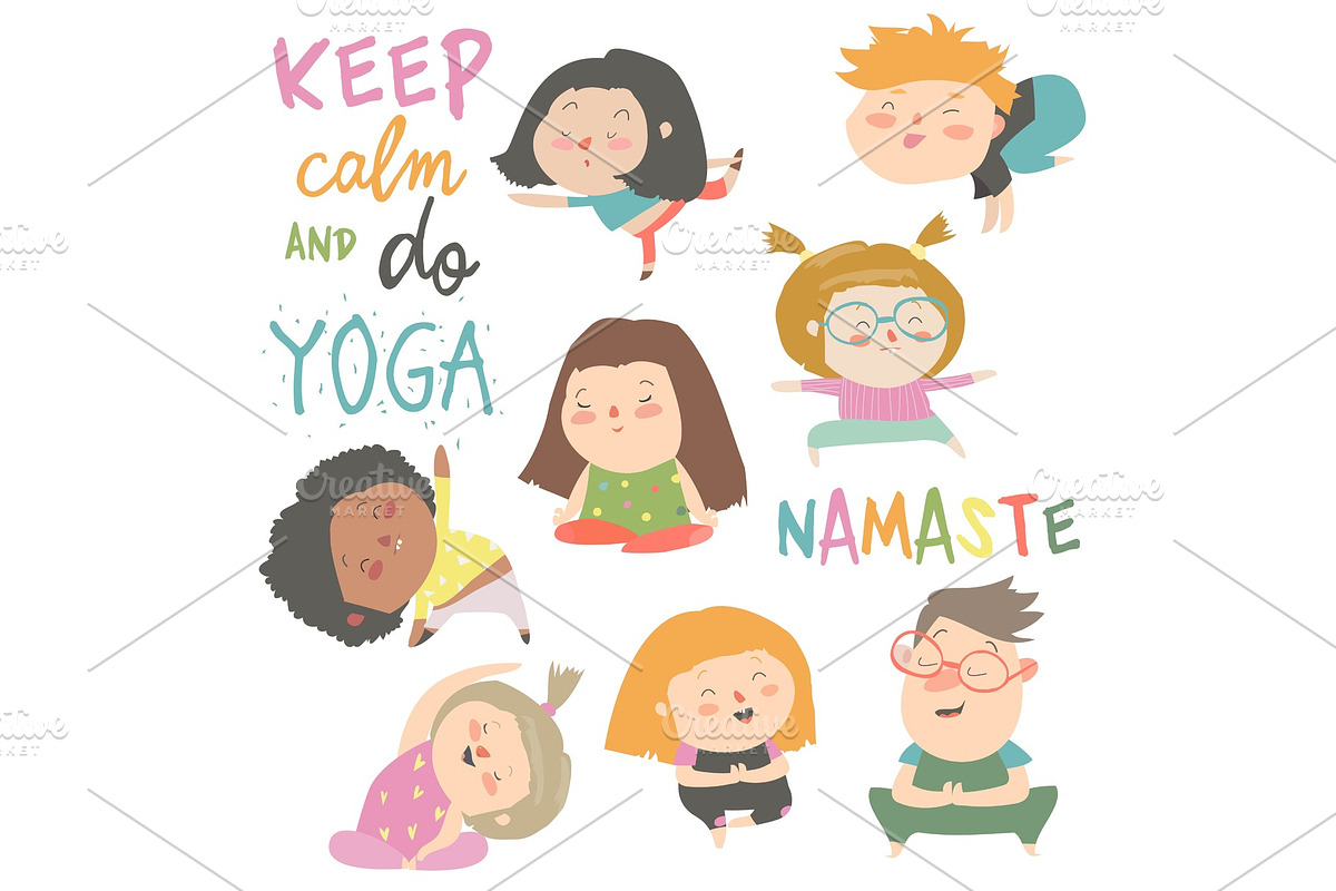 Yoga kids set. Gymnastics for in Illustrations - product preview 8