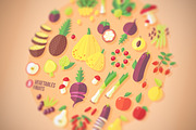 Fruits and vegetables icons set