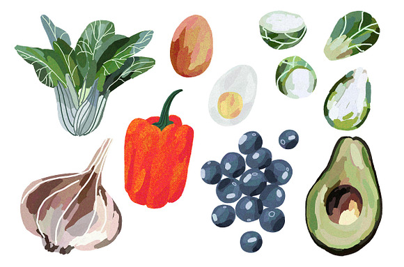 Healthy Food Illustration Set in Illustrations - product preview 3