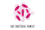 Funny gut bacteria family cartoon