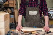 Carpenter working with a chisel