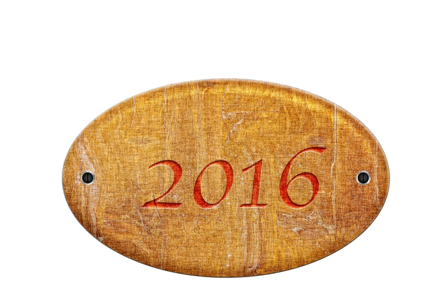 Wooden sign of 2016.