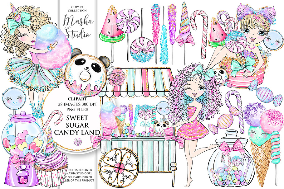 SWEET SUGAR CANDY LAND Clipart in Illustrations - product preview 8
