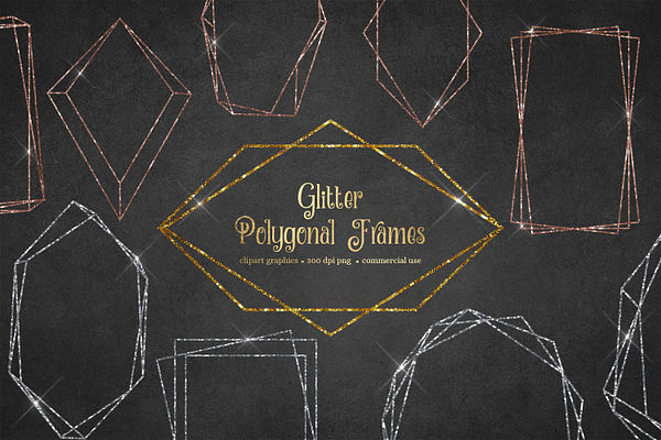 Glitter Polygonal Frames