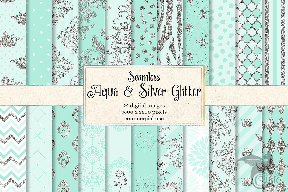 Aqua and Silver Glitter Patterns in Patterns - product preview 8