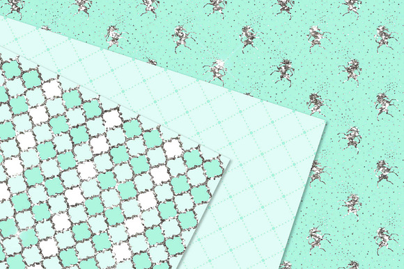 Aqua and Silver Glitter Patterns in Patterns - product preview 1