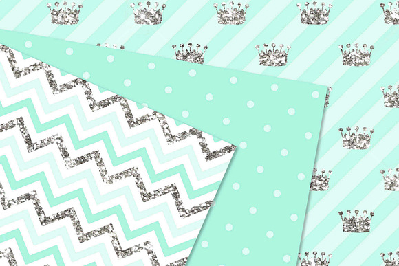 Aqua and Silver Glitter Patterns in Patterns - product preview 2