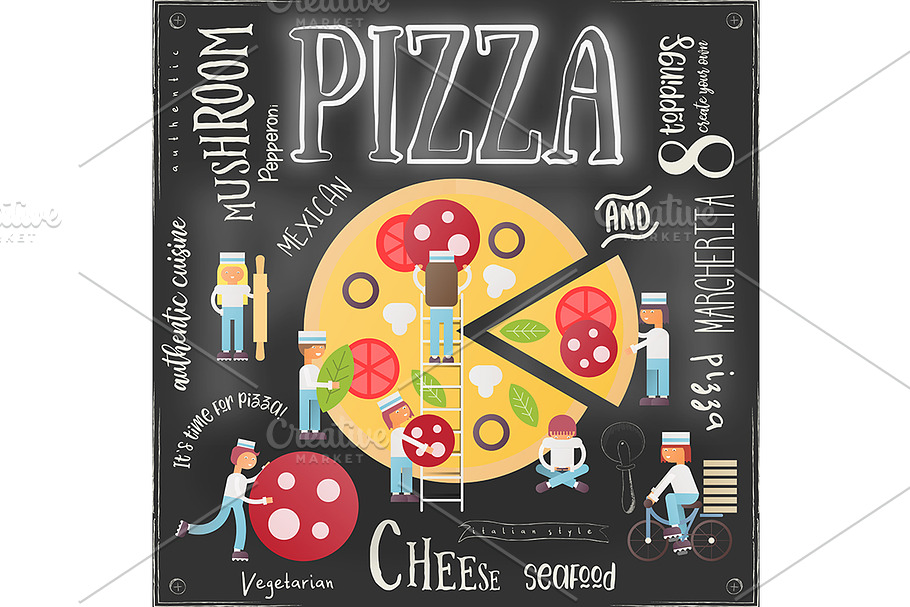 Pizza Pizzeria Menu in Illustrations - product preview 8